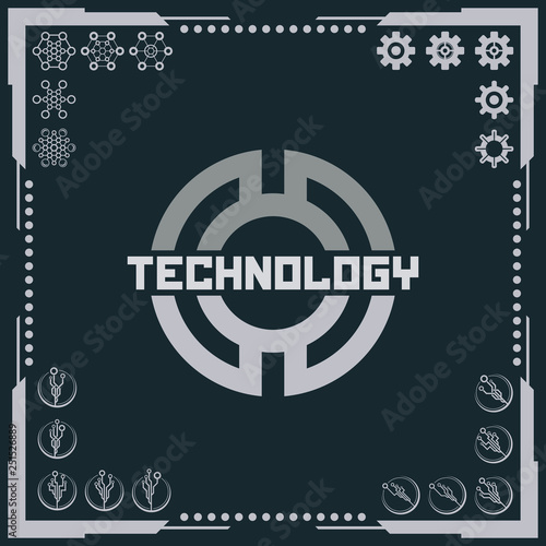 Technology logo and software components icons.