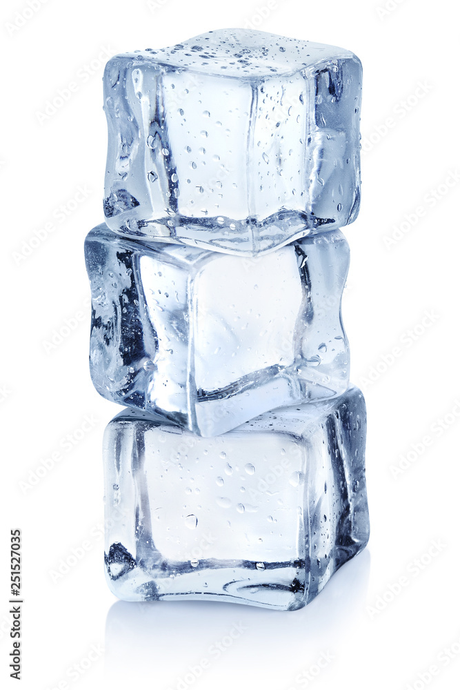 Ice cubes tower, isolated on white background Ice cubes tower, isolated on white background