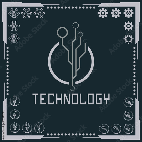 Technology logo and software components icons.