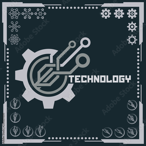 Technology logo and software components icons.