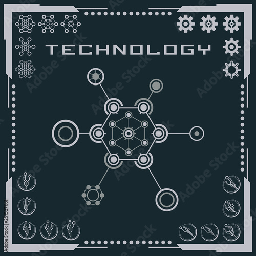 Technology logo and software components icons.