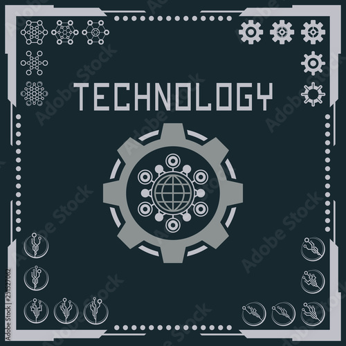 Technology logo and software components icons.