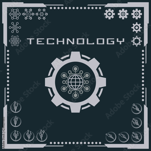 Technology logo and software components icons.