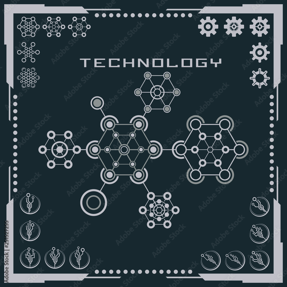 Technology logo and software components icons. Technology logo and software components icons.