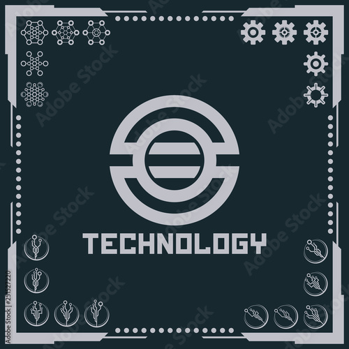 Technology logo and software components icons.