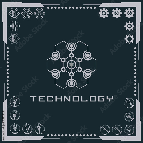 Technology logo and software components icons.