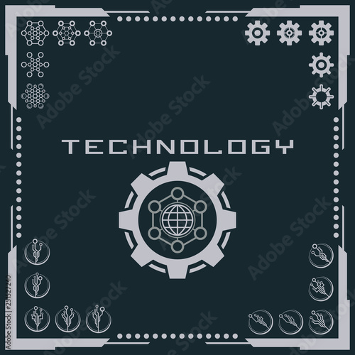 Technology logo and software components icons.