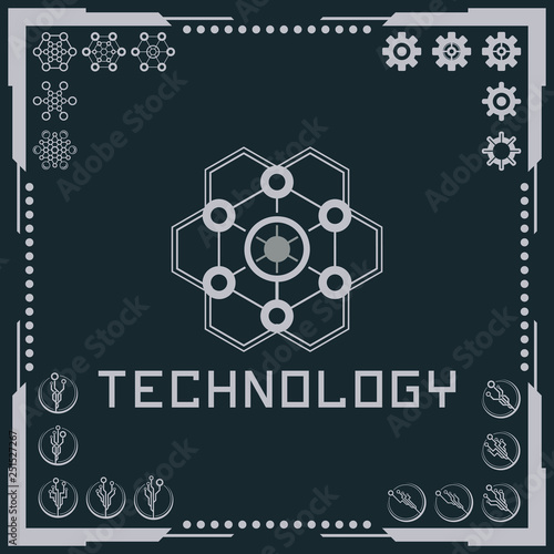 Technology logo and software components icons.