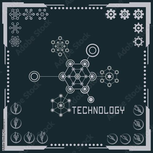 Technology logo and software components icons.