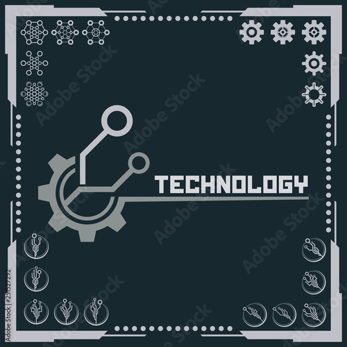 Technology logo and software components icons.