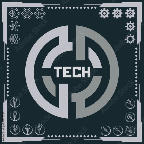 Technology logo and software components icons.