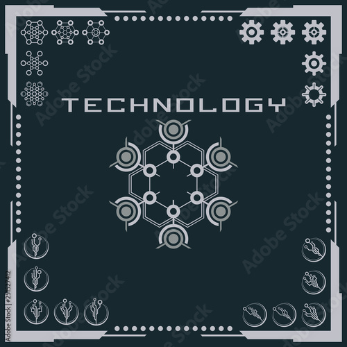 Technology logo and software components icons.