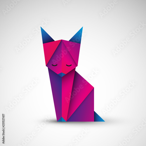 kot origami wektor