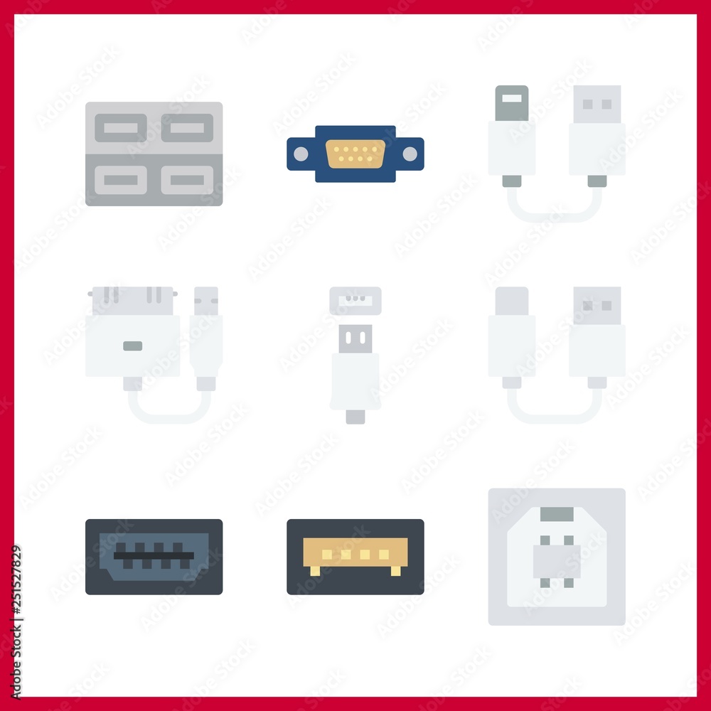 9 input icon. Vector illustration input set. usb and vga icons for input works 9 input icon. Vector illustration input set. usb and vga icons for input works