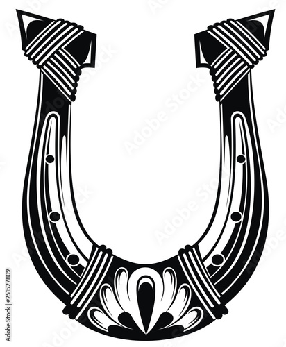 Horseshoe lucky isolated icon.Tattoo horseshoe 