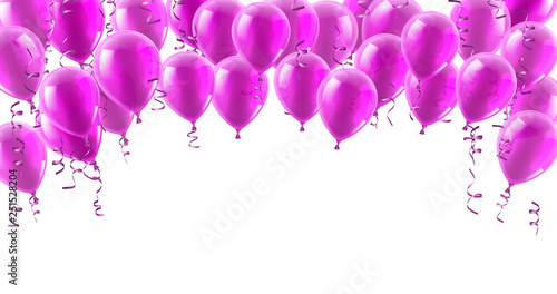 A pink party balloons isolated header background