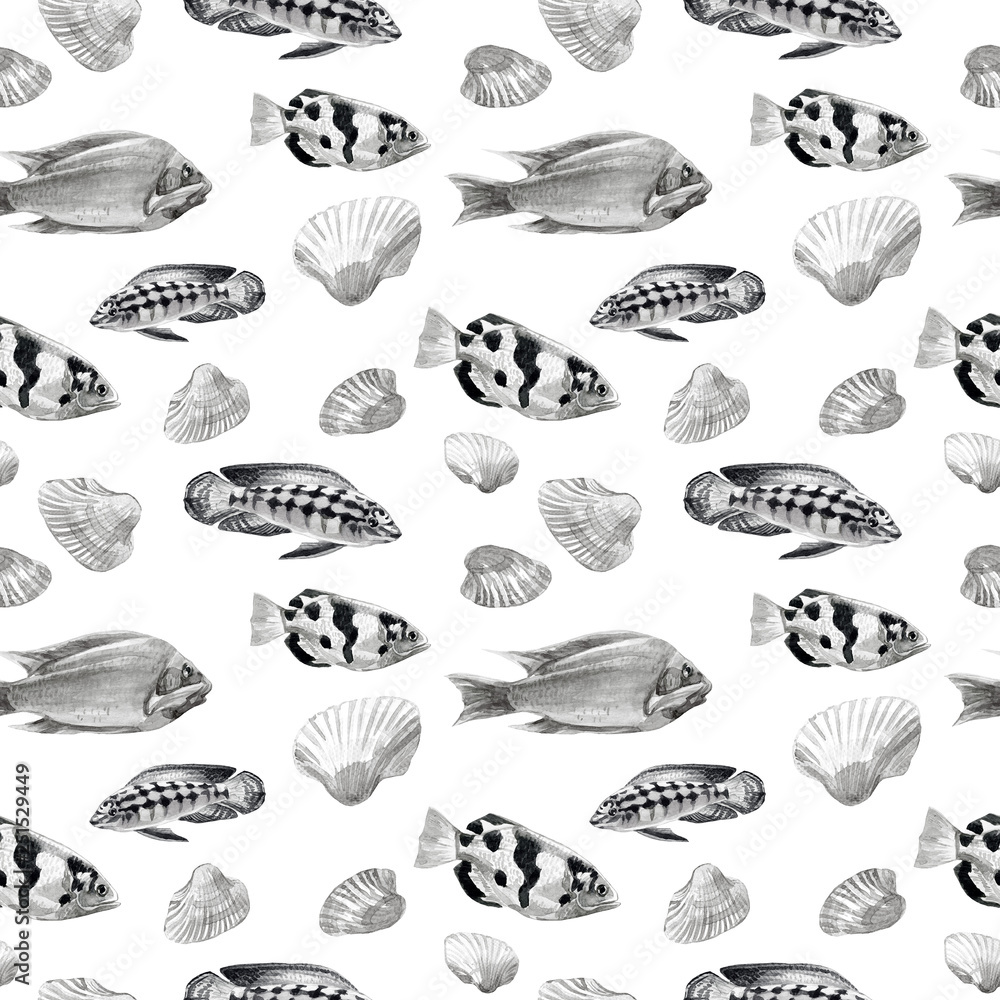Seamless patterns with tropical fish Seamless patterns with tropical fish