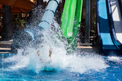 Fotografie Colourful plastic slides in aquapark