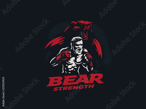 Fighter mixed martial arts with bear.