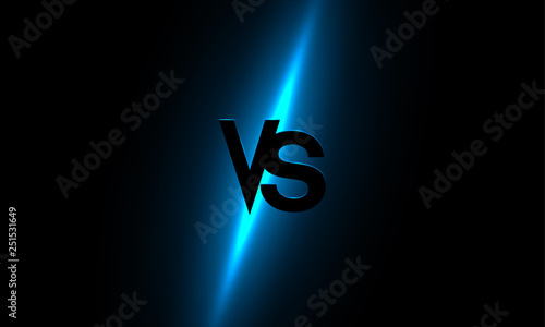 Versus - confrontation, shiny screen with blue VS sign.