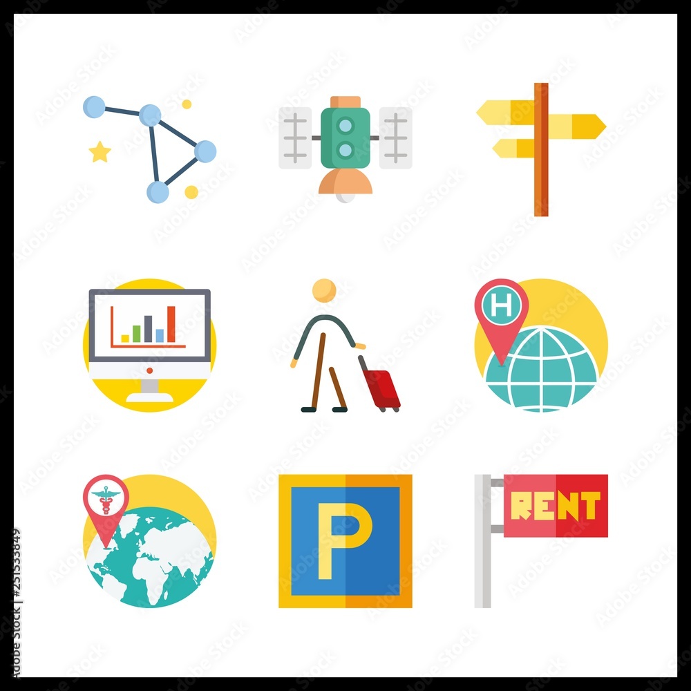 Fototapeta premium 9 map icon. Vector illustration map set. worldwide and statistics icons for map works