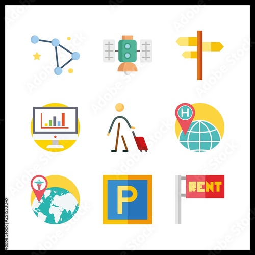 9 map icon. Vector illustration map set. worldwide and statistics icons for map works