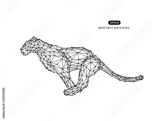 Vector abstract illustration of jumping puma.