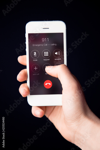 Call 911 With Phone Hand