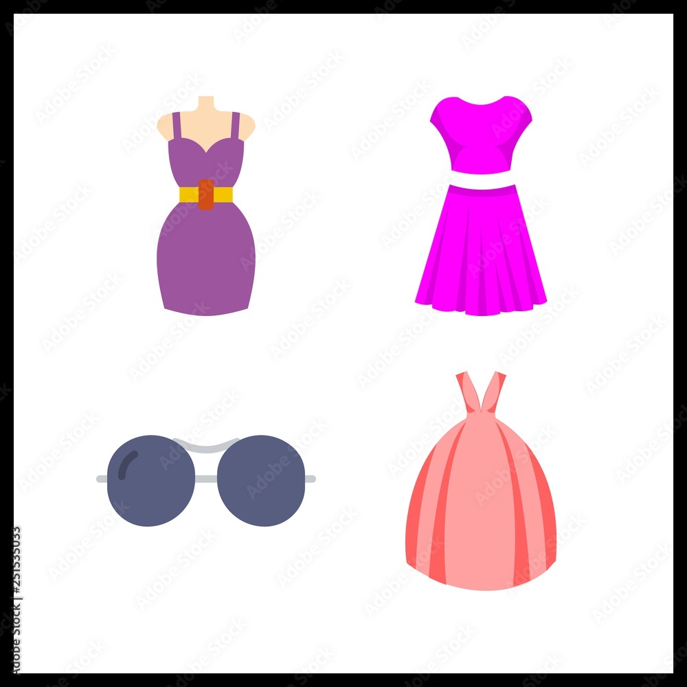 4 hair icon. Vector illustration hair set. dress and sunglasses icons for hair works 4 hair icon. Vector illustration hair set. dress and sunglasses icons for hair works