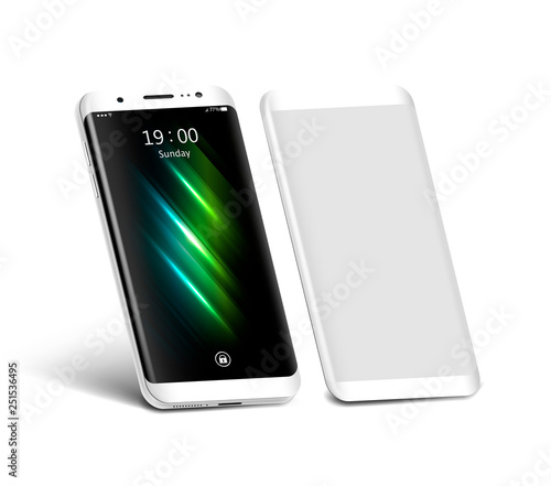 White smart phone with screen protector