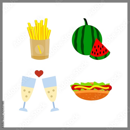 4 slice icon. Vector illustration slice set. toast and chips icons for slice works
