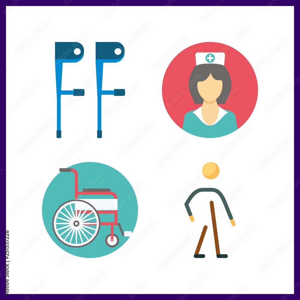 4 disabled icon. Vector illustration disabled set. walker and wheelchair icons for disabled works 4 disabled icon. Vector illustration disabled set. walker and wheelchair icons for disabled works