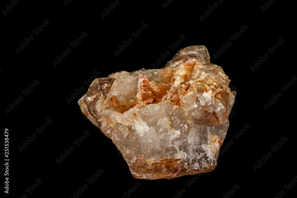 Macro mineral stone Fenster Quartz Crystal on a black background