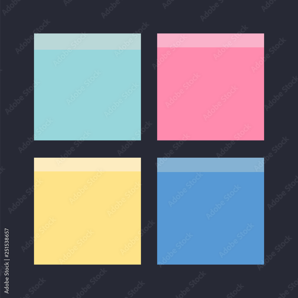 Sticky Notes. Set of yellow sticky notes vector illustration. Multicolor post it notes isolated