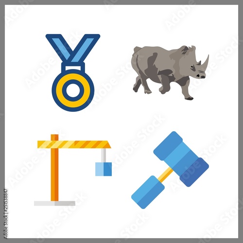 4 strong icon. Vector illustration strong set. winch and rhino icons for strong works