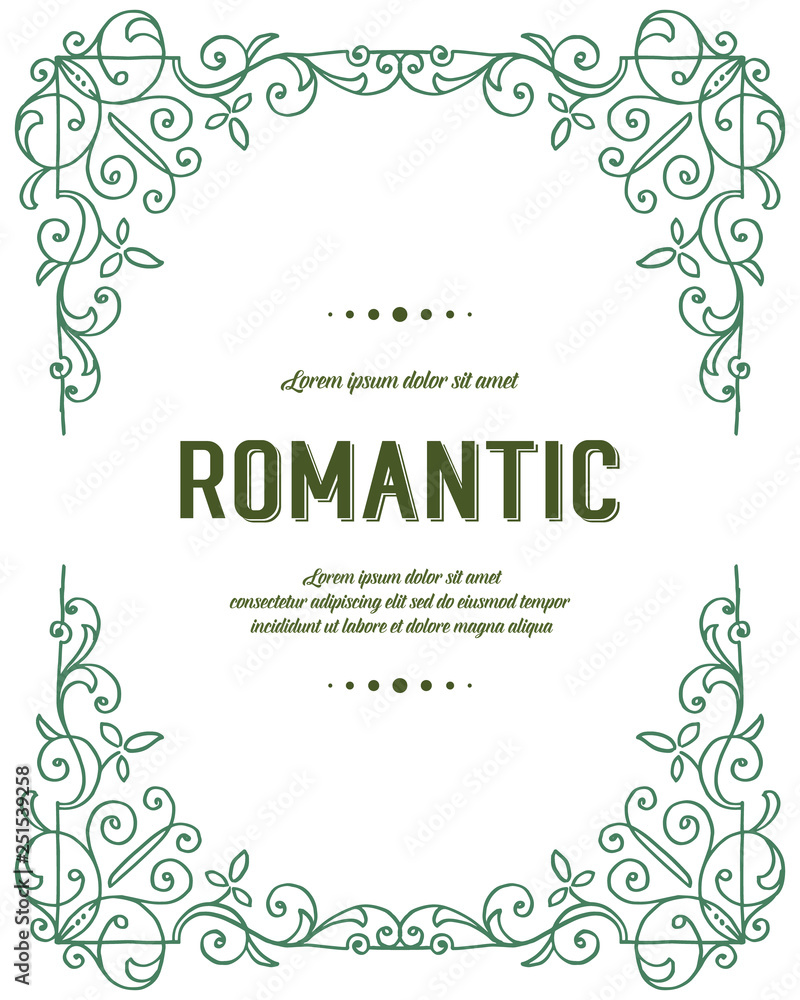 Vector illustration leaf flower frame style with greeting card romantic hand drawn