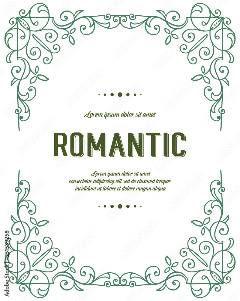 Vector illustration leaf flower frame style with greeting card romantic hand drawn Vector illustration leaf flower frame style with greeting card romantic hand drawn
