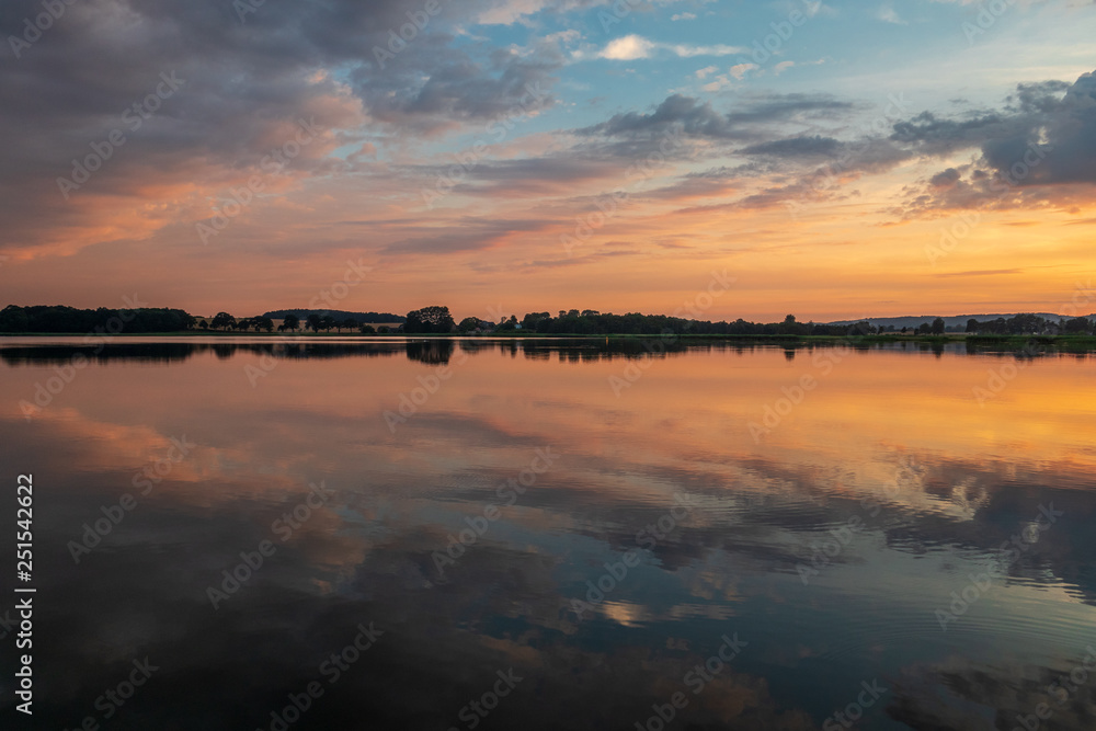 Lake in Sellin at sunset in Ruegen, Germany