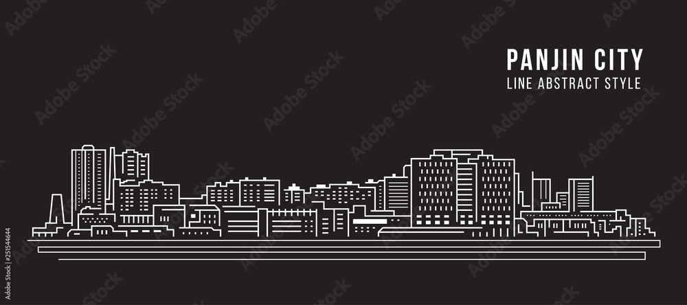 Cityscape Building Line art Vector Illustration design -  Panjin city