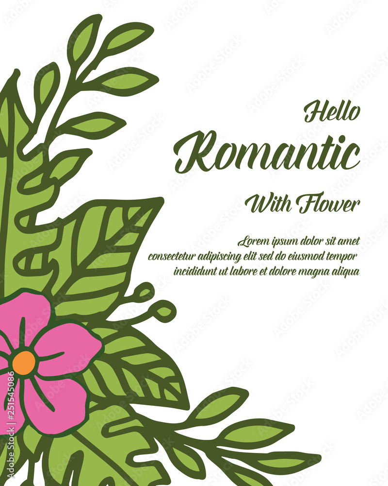 Vector illustration leaf floral frame elegant for invitation romantic hand drawn