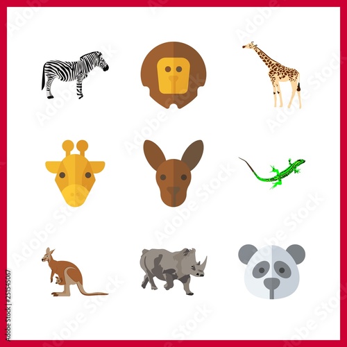 Fototapeta Naklejka Na Ścianę i Meble -  9 zoo icon. Vector illustration zoo set. giraffe and lizard icons for zoo works