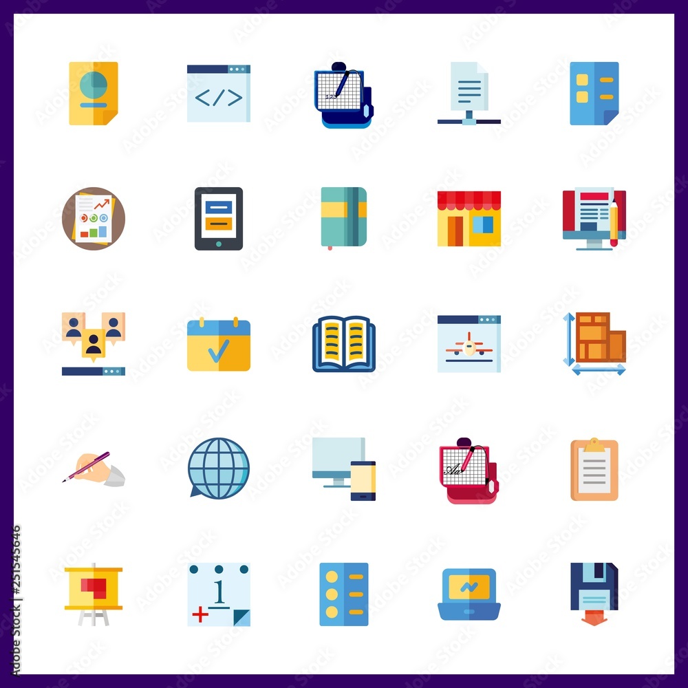 25 notebook icon. Vector illustration notebook set. online store and agenda icons for notebook works 25 notebook icon. Vector illustration notebook set. online store and agenda icons for notebook works