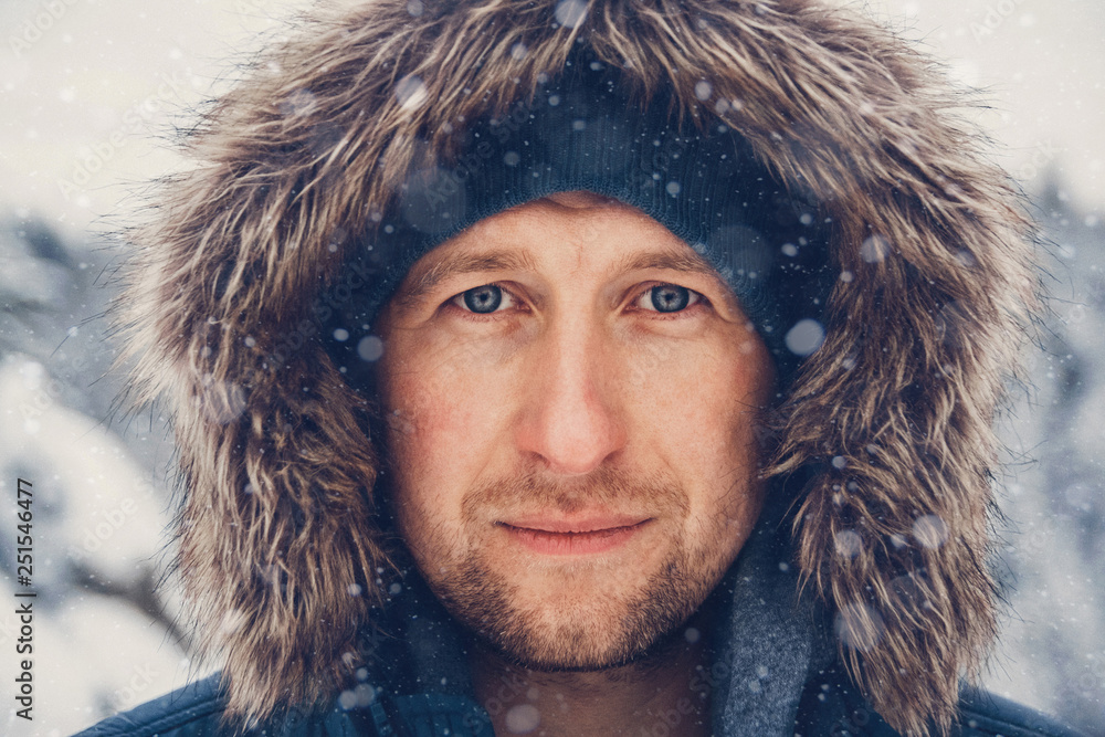 Portrait of a man in winter clothes Portrait of a man in winter clothes