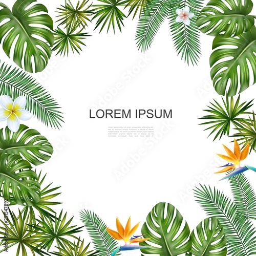 Realistic Tropical Flowers Concept