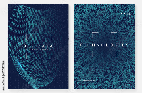 Big data background. Technology for visualization, artificial intelligence, deep learning and quantum computing. Design template for