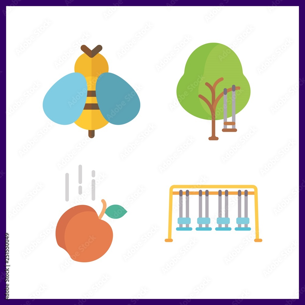 4 fly icon. Vector illustration fly set. swing and bee icons for fly works 4 fly icon. Vector illustration fly set. swing and bee icons for fly works