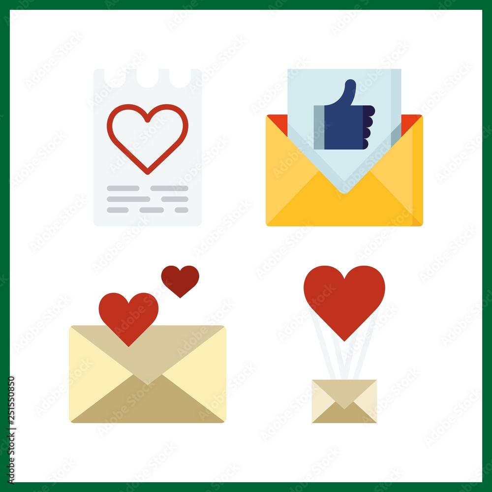 4 envelope icon. Vector illustration envelope set. love letter and email icons for envelope works