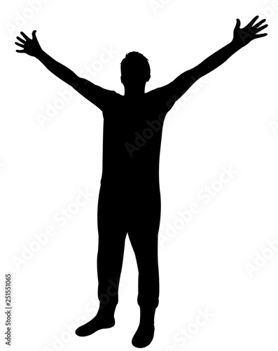  a man raising arms, silhouette vector © turkishblue