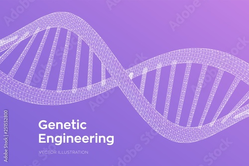 DNA sequence. Concept binary code human genome. Wireframe digital DNA molecules structure mesh. Artifical intelegence DNA code editable template. Science and Technology concept. Vector illustration.