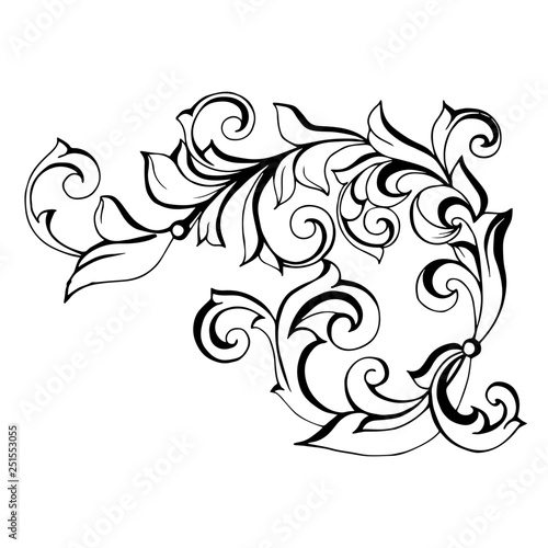 Antique style acanthus.Vector  vintage baroque ornament